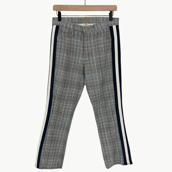 MOTHER The Insider Cropped Ankle Pants | Sz 28 | Grey/Blue Plaid - Picture 2 of 12